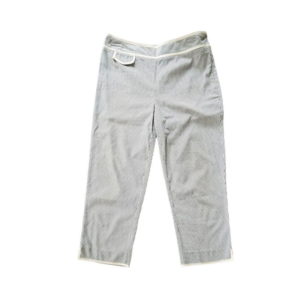 Talbots Fine Striped Cropped Stretch Pants Size 4 Coastal Old Money Classic